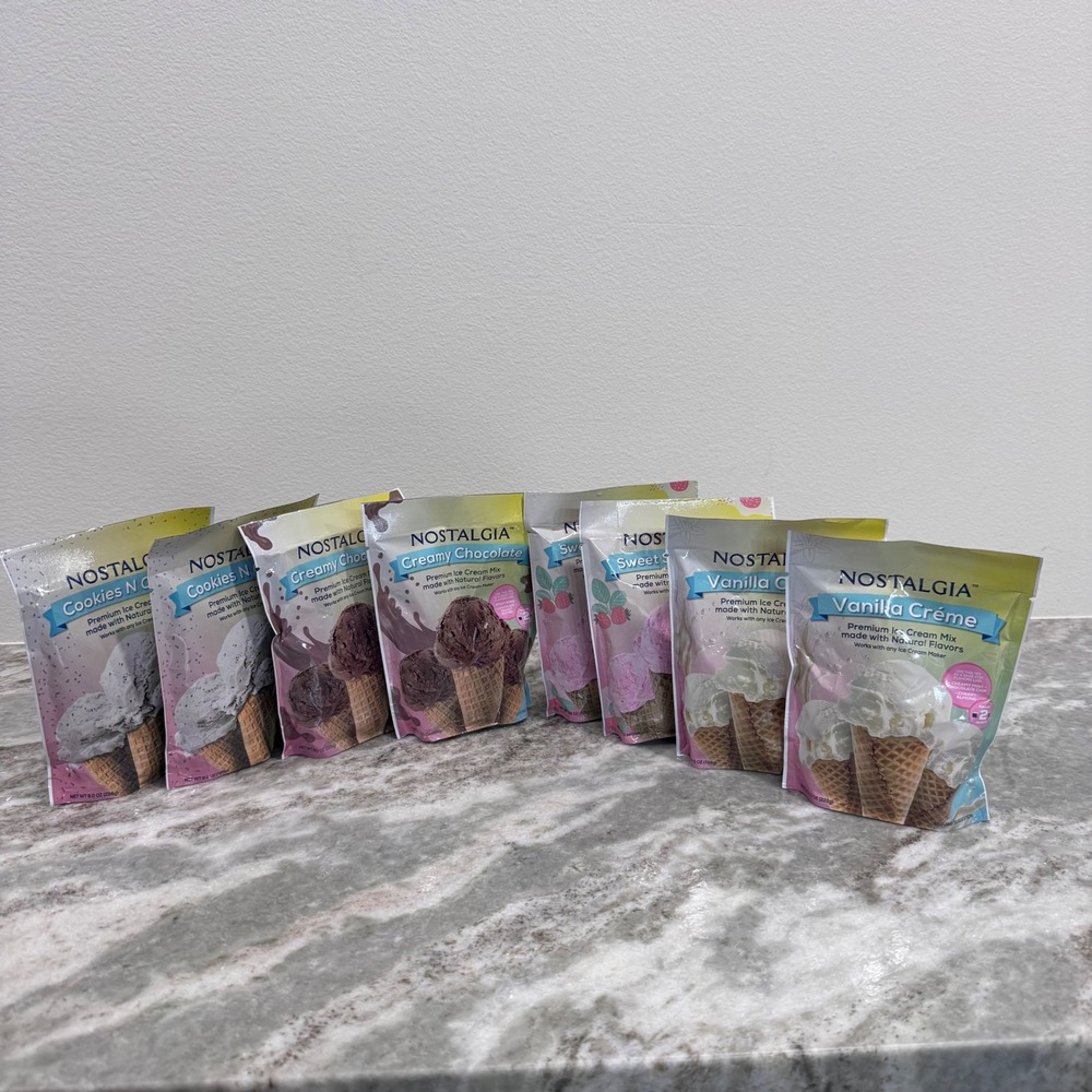 Nostalgia Premium  Ice Cream Mix,8 Packs,(4 Flavors two each) NEW